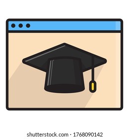 graduation online web flat icon