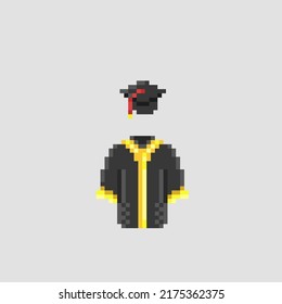 conjunto de graduación en el estilo de arte de píxeles