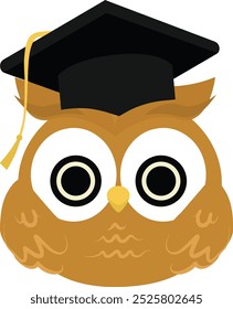 Graduation Owl Hat Vector Icon Illustration 