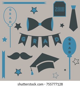 Graduation Package in retro style. vector Illustration