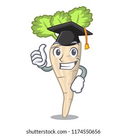 Graduation parsnip isolated on the cartoon style