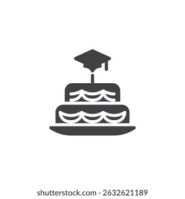 Graduation party cake vector icon. filled flat sign for mobile concept and web design. Graduation Cake glyph icon. Symbol, logo illustration. Vector graphics