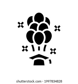 graduation party celebrative balloons glyph icon vector. graduation party celebrative balloons sign. isolated contour symbol black illustration
