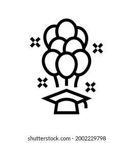 graduation party celebrative balloons line icon vector. graduation party celebrative balloons sign. isolated contour symbol black illustration