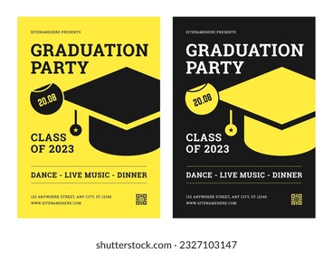 Graduation party festive event celebrate degree award ceremony poster set isometric vector illustration. Educational holiday greeting university college school holiday announce invitation placard