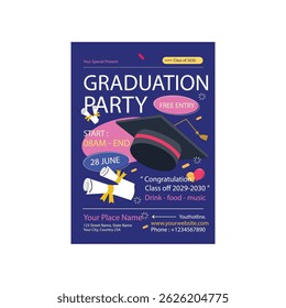 Graduation Party  Flyer Poster Template Design