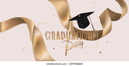 Graduation party invitation card. Vector illustration