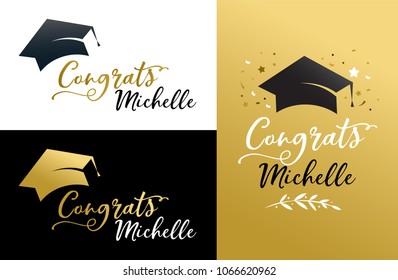 Graduation party invitations, posters, greeting card, banner, lettering design