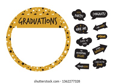 graduation party photo booth elements -vector illustration