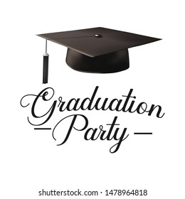 Graduation party, poster, banner, lettering design.