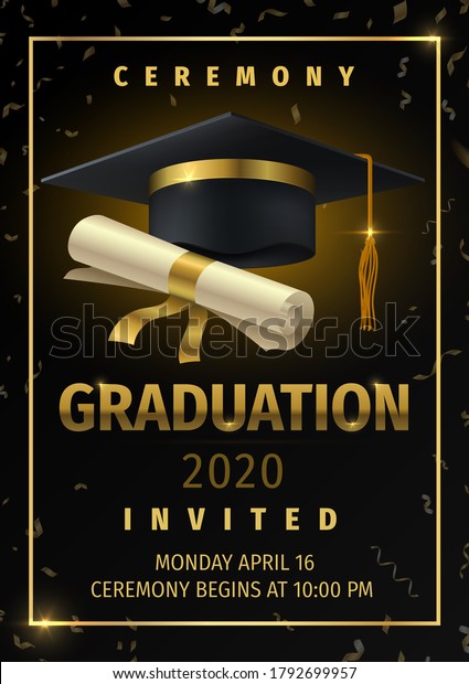 Graduation Party Prom Celebration Invitation Poster Stock Vector ...