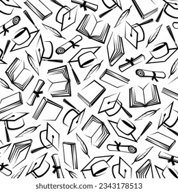 Graduation pattern background set. Collection icon graduation cap. Vector