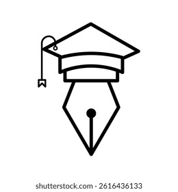 Graduation pen icon on white background