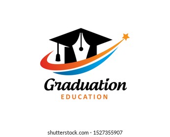 Graduation and pen logo symbol or icon template