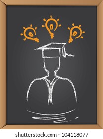 Graduation people on black board background, vector