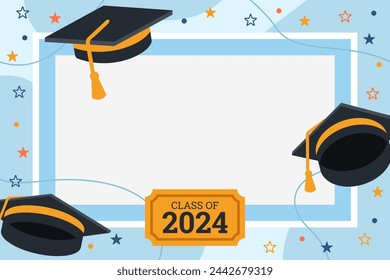 Graduation photo frame for 2024. Template for the design of frames for graduates, photographs