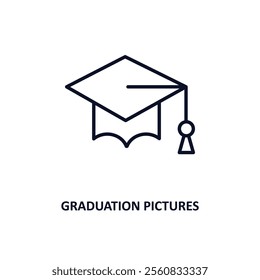 graduation pictures outline icon.  Thin line icon from education collection. Editable vector isolated on white background