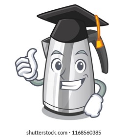 Graduation plastic electric kettle isolated on cartoon