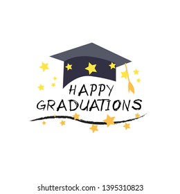 graduation poster with cap and diploma scroll on white background
