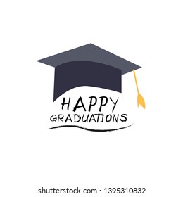 graduation poster with cap and diploma scroll on white background
