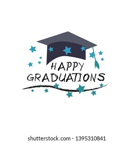 graduation poster with cap and diploma scroll on white background