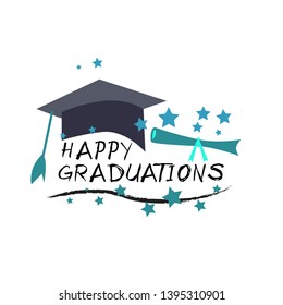 graduation poster with cap and diploma scroll on white background
