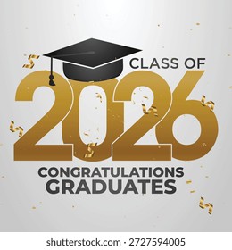 Graduiertenplakatdesign mit Goldkappe für die akademische Feier der Klasse 2026