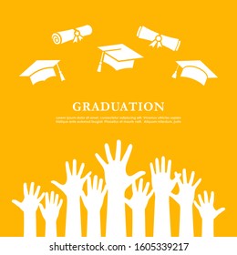 Graduation poster design with students raised hands