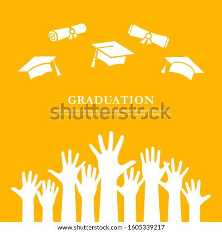 Graduation poster design with students raised hands