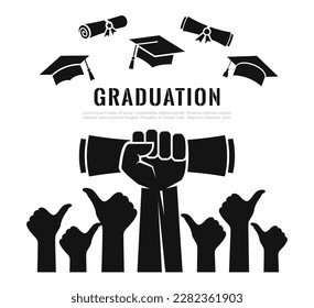 Graduation poster educational design over white background, graduation ceremony invitation template or greeting card vector design.