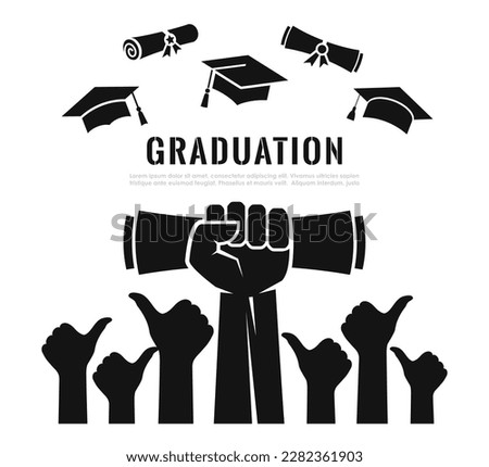 Graduation poster educational design over white background, graduation ceremony invitation template or greeting card vector design.