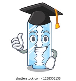 Graduation razor blade a on shape cartoon