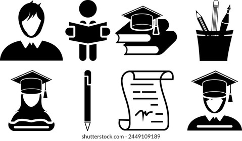 Graduation realistic Education icons vector illustration