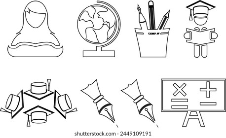 Graduation realistic Education icons vector illustration