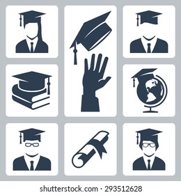 Graduation related vector icon set