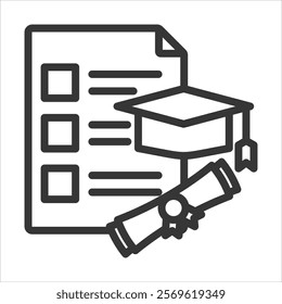 Graduation Requirements Outline Icon Vector Illustration