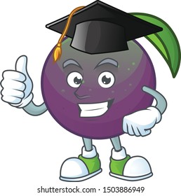 Graduation ripe star apple character on white background