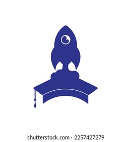 Graduation rocket vector logo design.