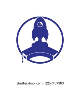 Graduation rocket vector logo design.