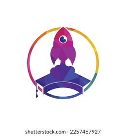 Graduation rocket vector logo design.