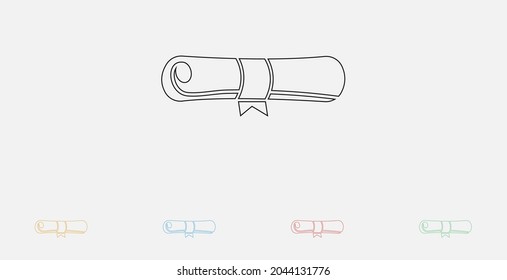 Graduation roll diploma icon. Diploma vector icon. Set of colorful flat design icons.  