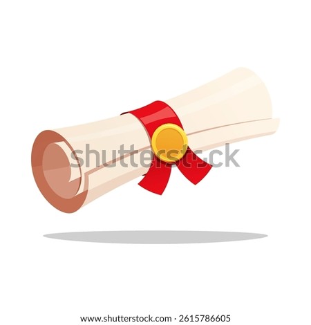 Graduation rolled diploma vector isolated on white background.