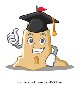 Graduation sandcastle character cartoon style