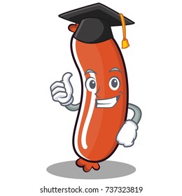 Graduation sausage character cartoon style