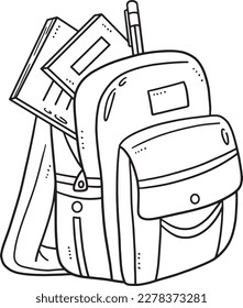 Graduation School Bag Isolated Coloring Page