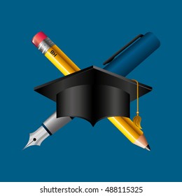 graduation school emblem icon vector illustration design