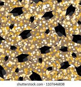 Graduation seamless pattern with graduate caps