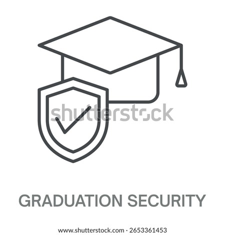 Graduation Security Line Icon, Simple Style Design Outline Symbol Illustration, Editable Stroke perfect for logos and more