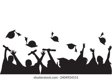 Graduation silhouette, congratulations on graduation icon.