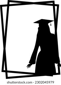 Graduation Silhouette Frame template vector illustration